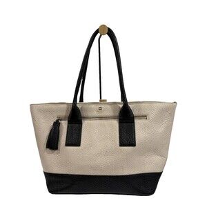 Kate Spade Southport Ave Harmony Leather Satchel Tote Bag Two Tone Black/Cream